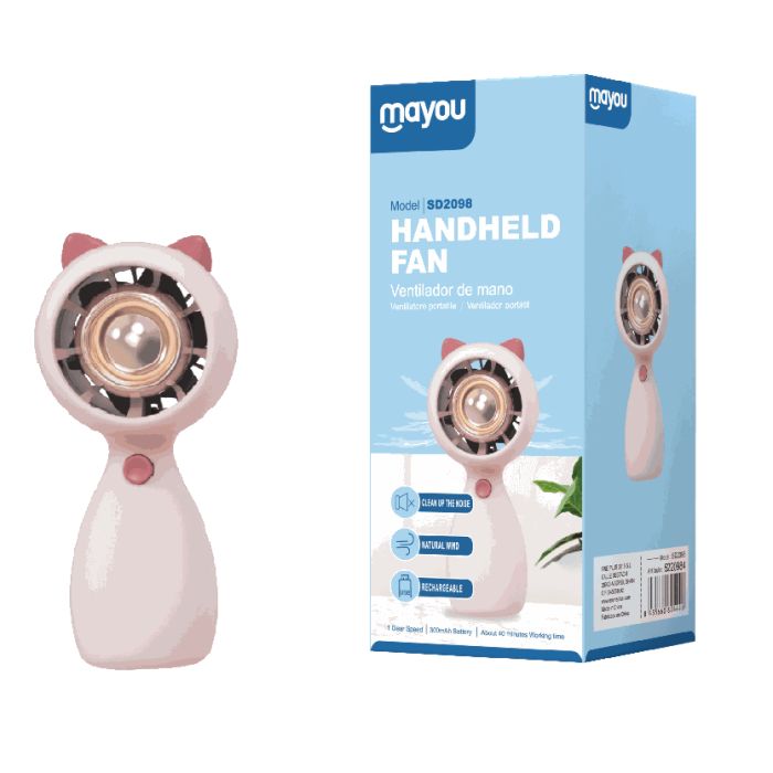 Mayou Ανεμιστηράκι Χειρός USB Γάτα Ροζ 300mAh