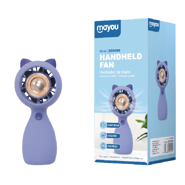 Mayou Ανεμιστηράκι Χειρός USB Γάτα Μωβ 300mAh