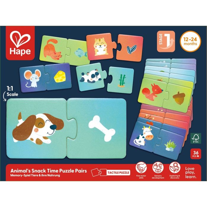 Hape Happy Puzzles Ξύλινο Παζλ Ζωάκια Snack Time E1665A