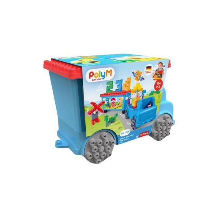 Hape PolyM Σετ Κατασκευών Παίζω Και Μετράω Tow Truck 114 Pcs 761802
