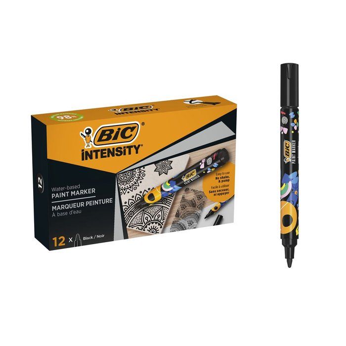BIC Μαρκαδόροι Ζωγραφικής Intensity Black Markers Set 12 Τεμ.
