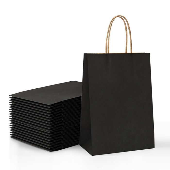 EFO Τσάντα Συσκευασίας Χάρτινη Σακούλα 16x22x8cm Μαύρη Στριφτή Λαβή 25τεμ.