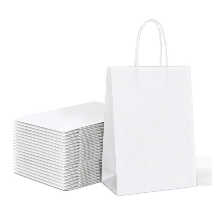 EFO Τσάντα Συσκευασίας Χάρτινη Σακούλα 26x33x12cm Λευκή Στριφτή Λαβή 25τεμ.