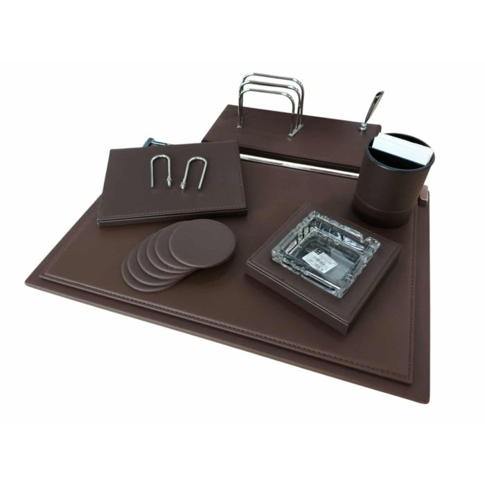 Σετ Γραφείου Δερματίνη Σκούρο Καφέ