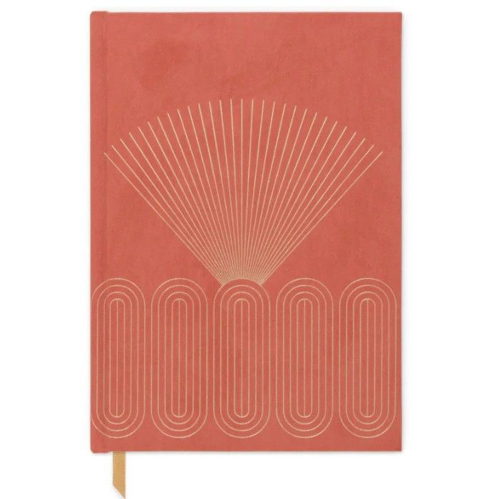 Designworks Ink Σημειωματάριο Journal Bright Terracotta Radiant Rays Hardcover Suede Cloth 15x21cm