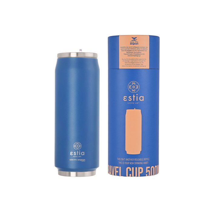 Estia Save The Aegean Θερμός Travel Cup Denim Blue 500ml
